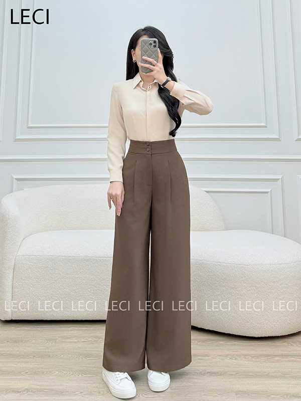 Quần suông cạp to, diễu chỉ bên trong cạp Q566