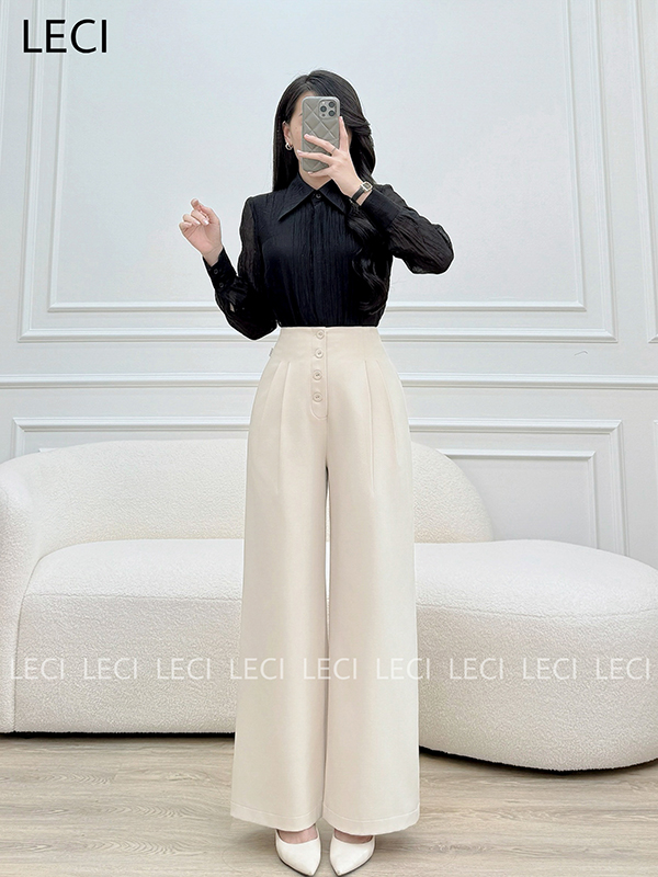 Quần suông cạp liền thiết kế LECI - Q527