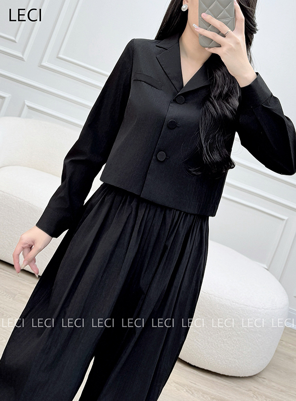 Áo ký giả croptop cổ 2 ve thiết kế LECI - A567