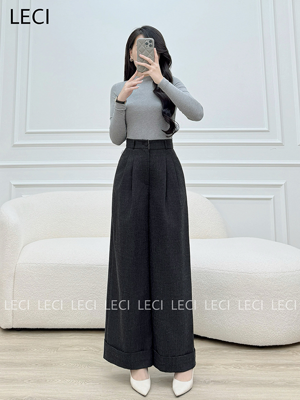 Quần suông lơ vê gấu thiết kế LECI - Q550