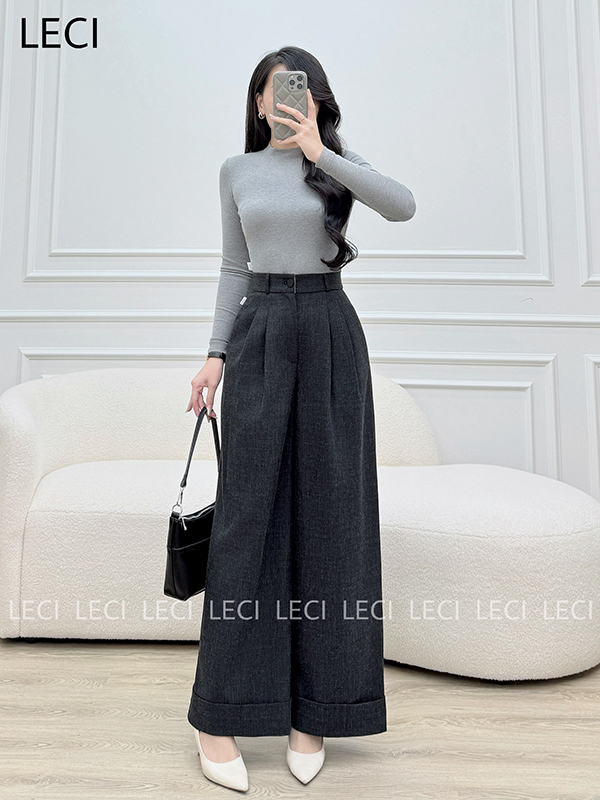 Quần suông lơ vê gấu thiết kế LECI - Q550