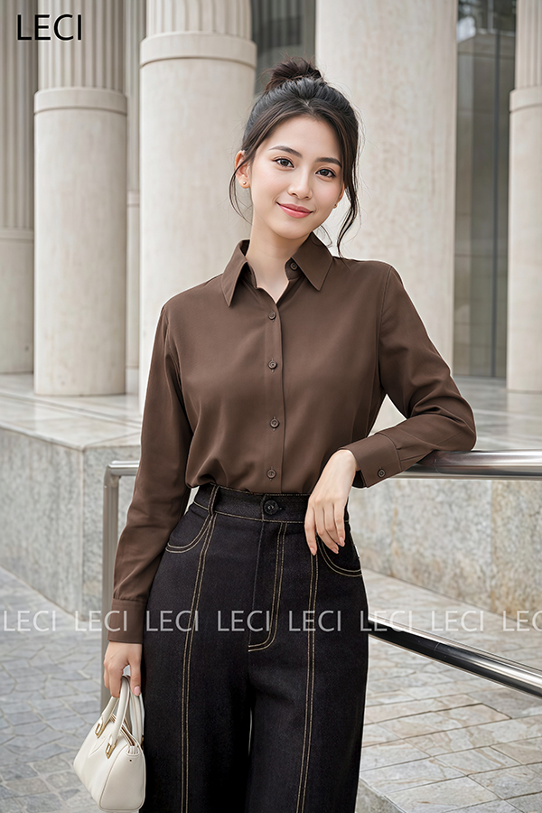 Áo sơ mi dáng suông tay dài A644