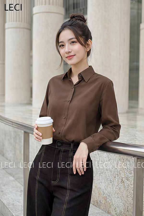 Áo sơ mi dáng suông tay dài A644