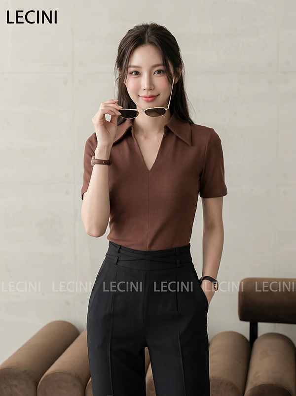 Áo cotton cổ đức, tay cộc A666