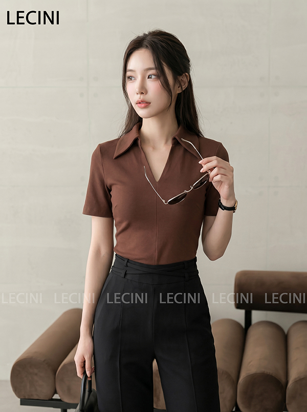 Áo cotton cổ đức, tay cộc A666