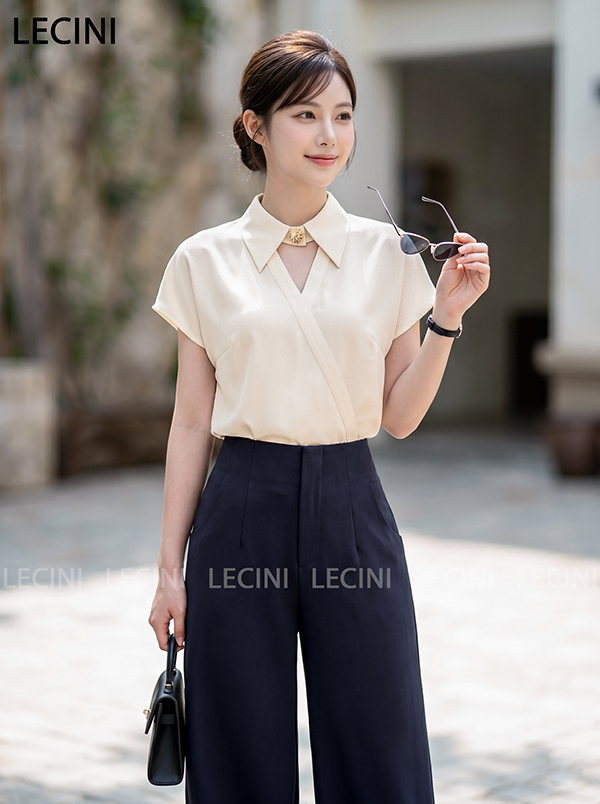 Áo sơ mi suông, tay liền, nẹp chéo A693