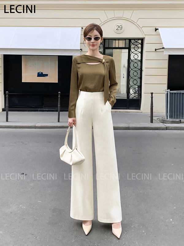 Quần suông cạp liền túi chéo Q669