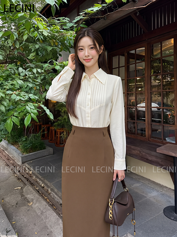 Áo sơ mi suông mí ly thân trước A710