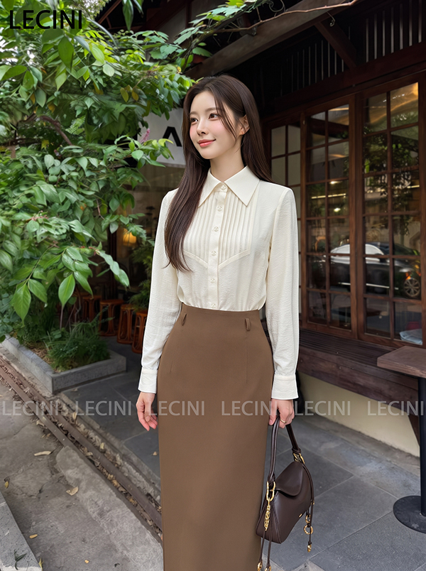 Áo sơ mi suông mí ly thân trước A710