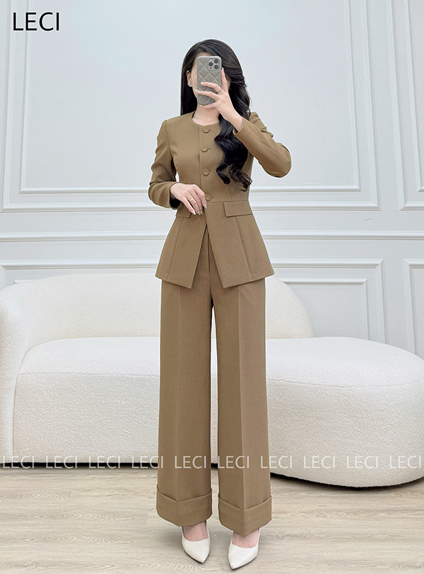 Quần suông cạp lơ vê gấu thiết kế LECI - QV577