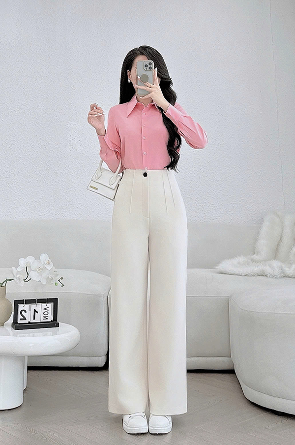Quần suông có 2 đường mí ly và túi cơi giả thân trước Q146