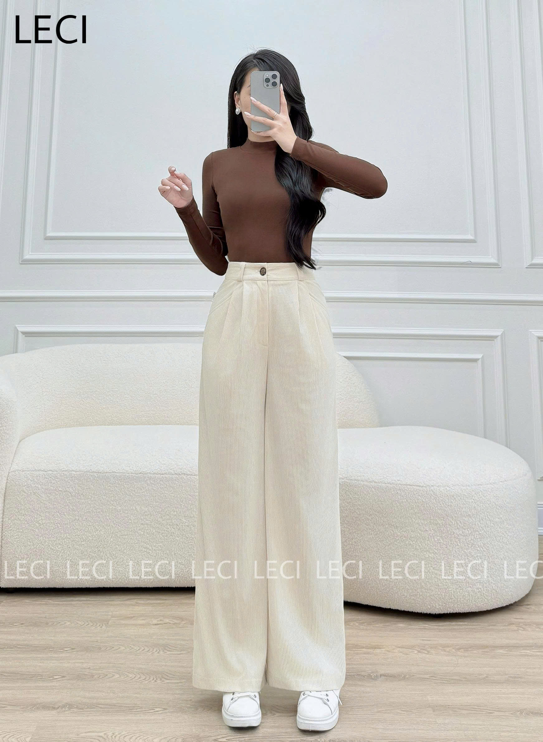 Quần nhung suông 2 ly thiết kế LECI - Q393