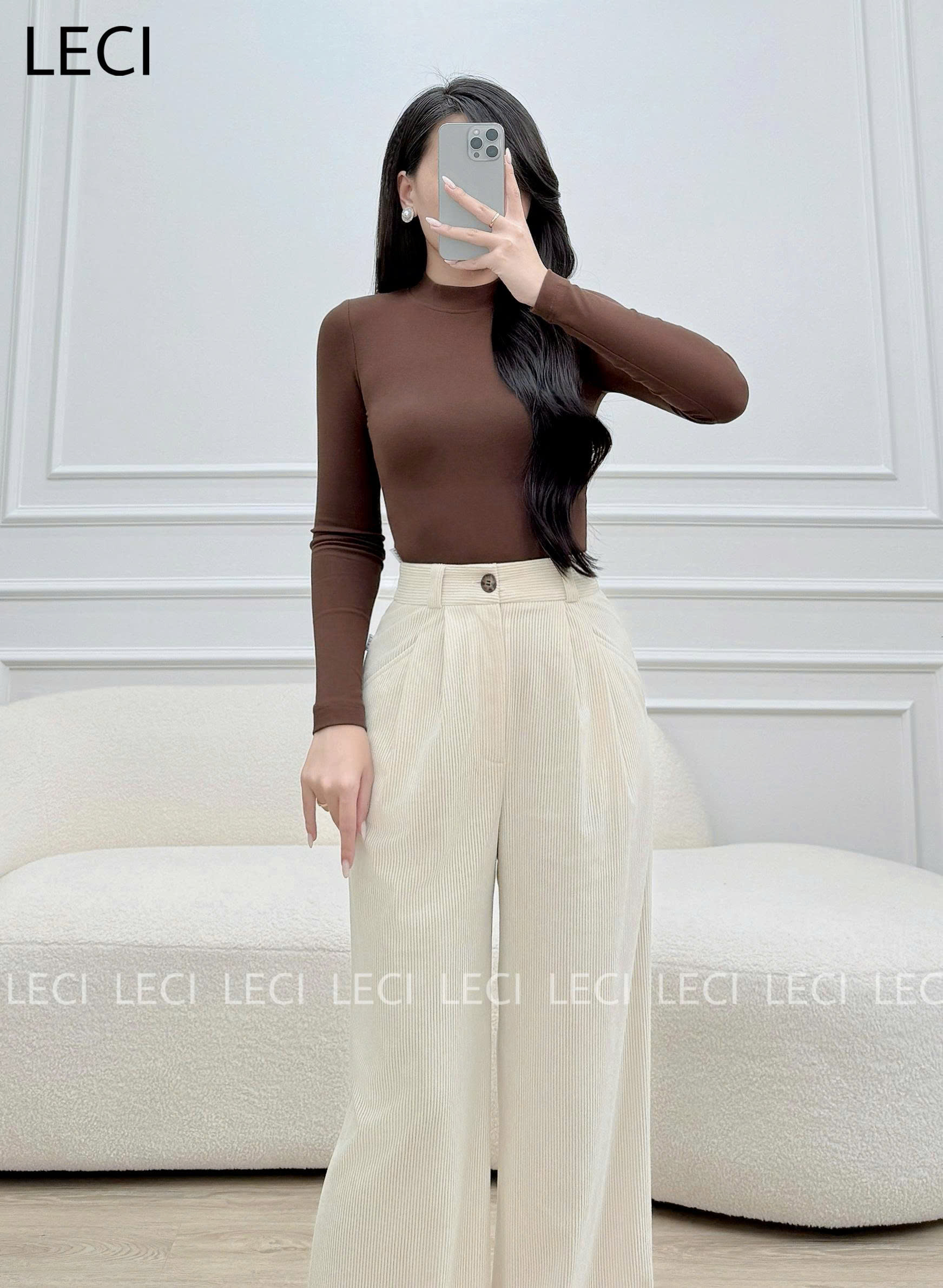 Quần nhung suông 2 ly thiết kế LECI - Q393