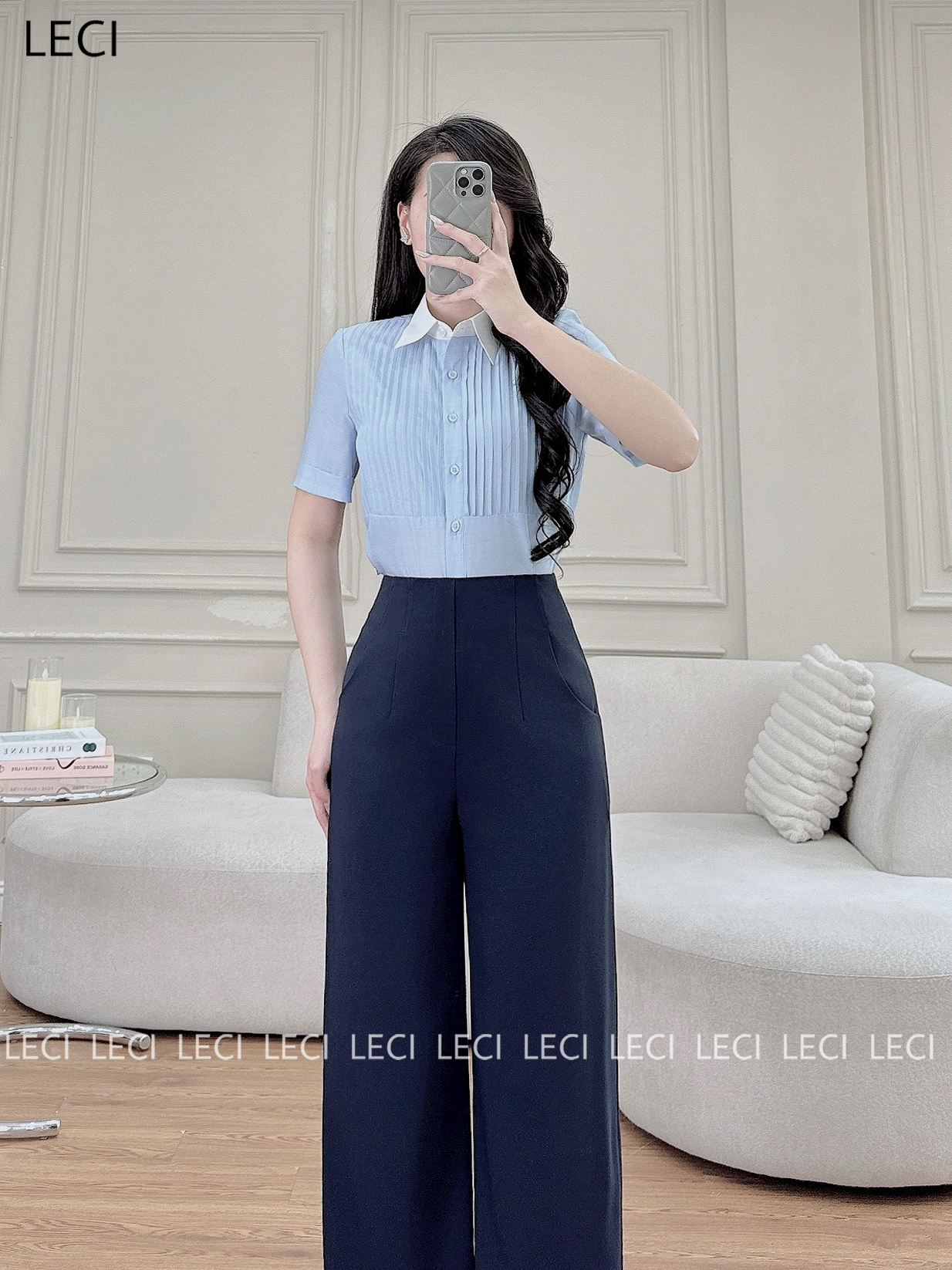 Quần suông cạp liền miệng túi cong Q481