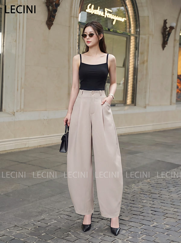 Quần ống cong cạp liền 1ly Q682