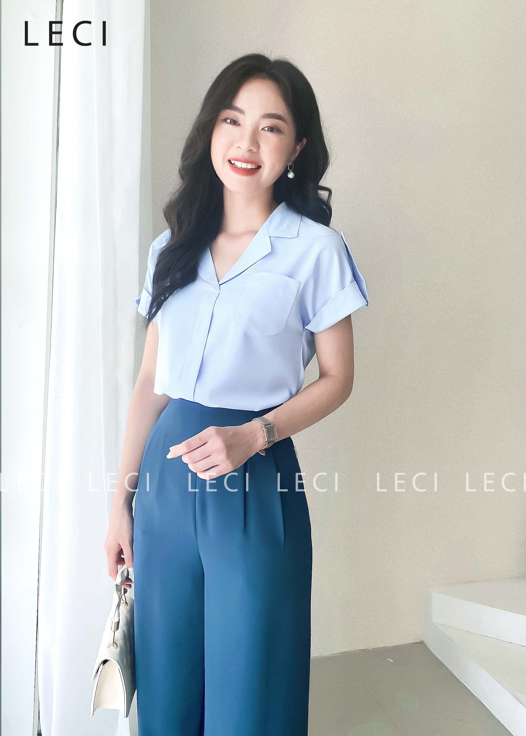 Set bộ thiết kế LECI S101(Áo kiểu, quần suông)