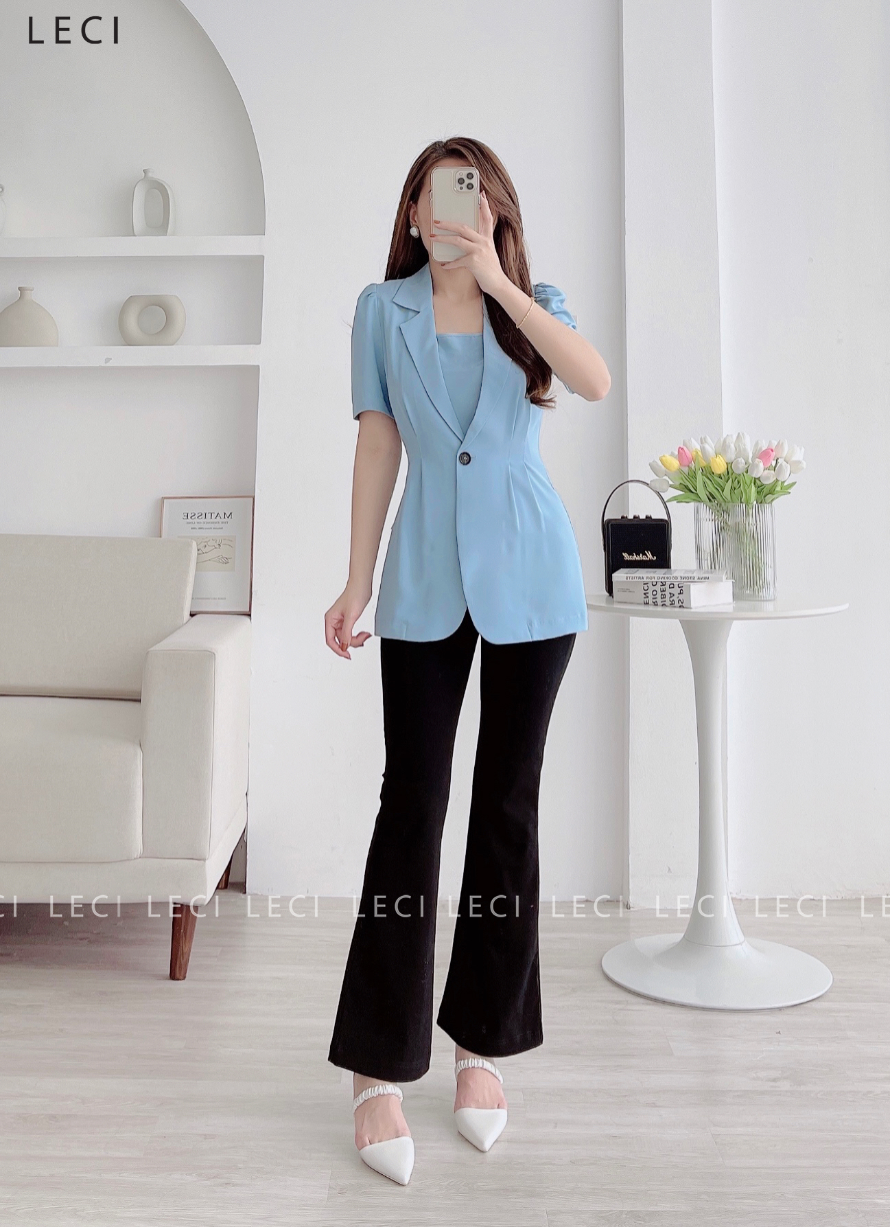 Áo Blazer cộc tay thiết kế LECI - A115