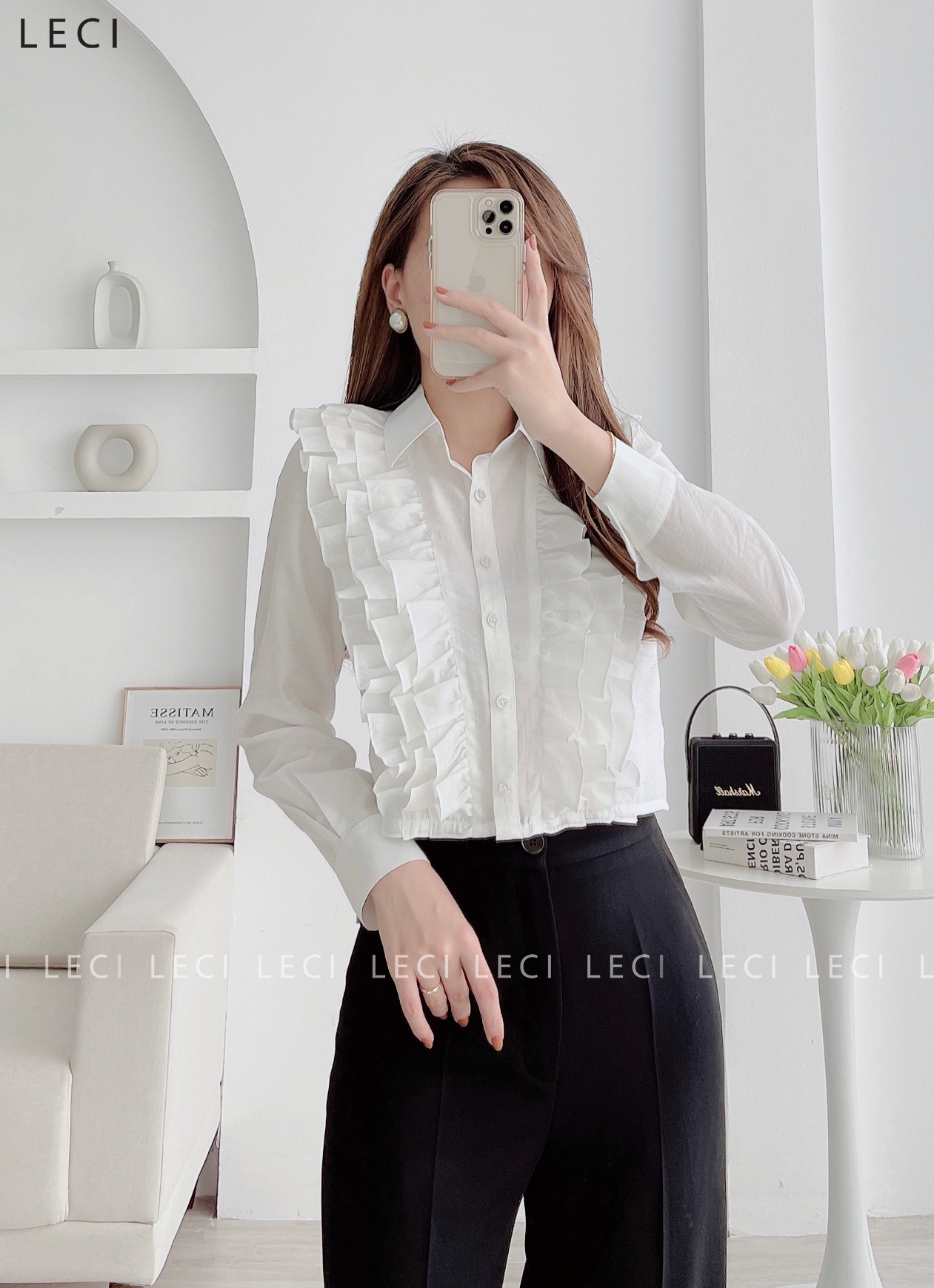 Set bộ thiết kế LECI S117(Áo kiểu croptop, quần suông)