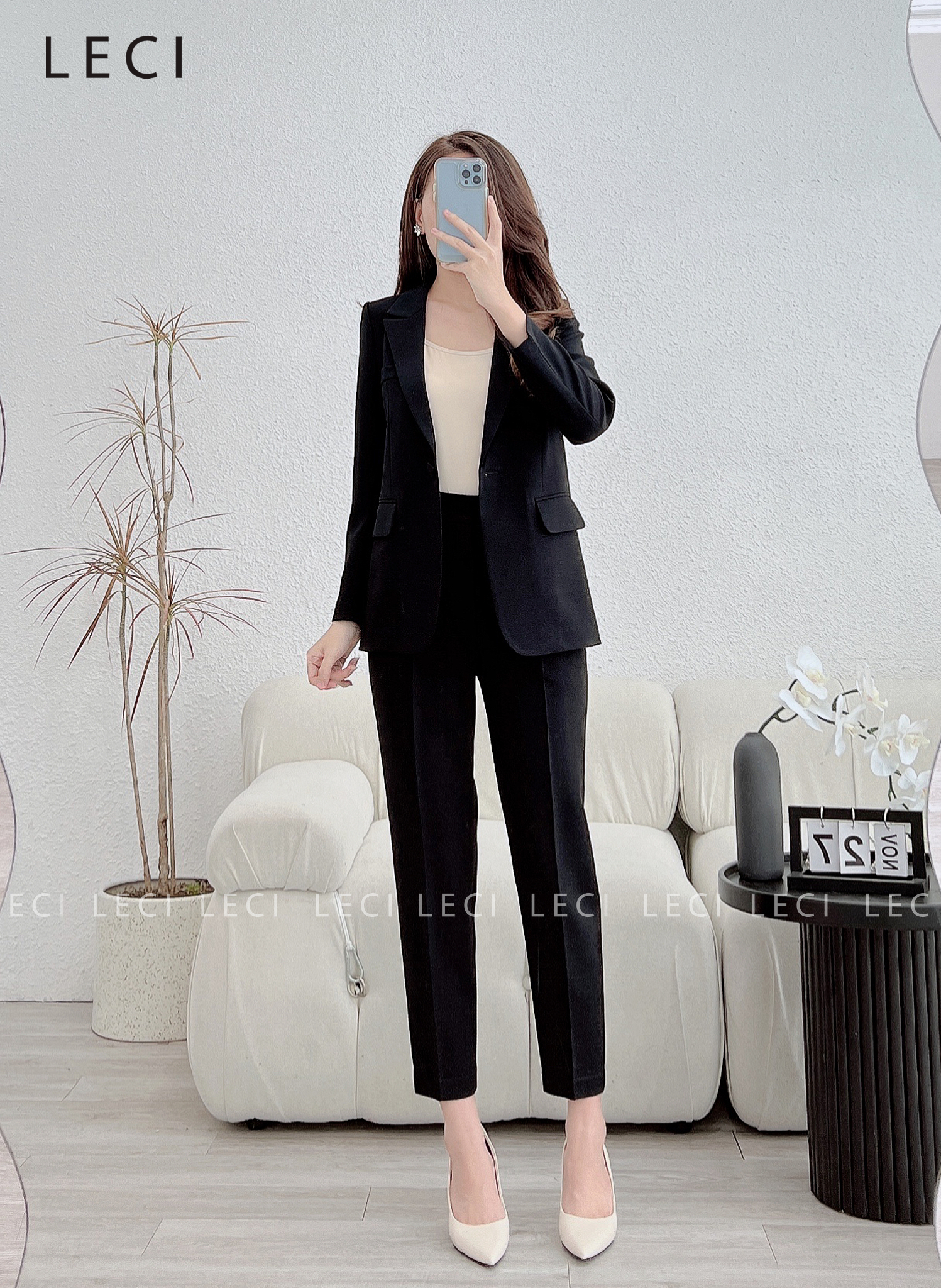 Set vest thiết kế V402(Blazer dáng suông, quần baggy)